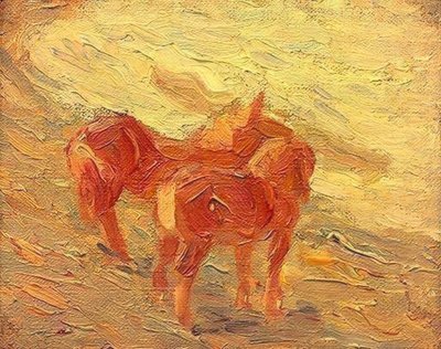 Paarden aan zee door Franz Marc