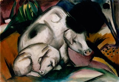 Varkens, c.1912 door Franz Marc