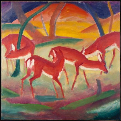 Rode herten 1, 1910 door Franz Marc