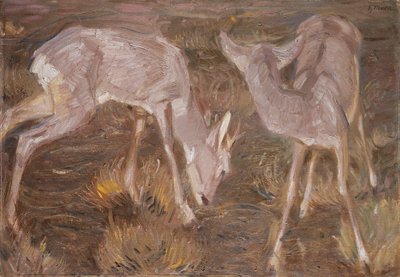Herten in de schemering door Franz Marc