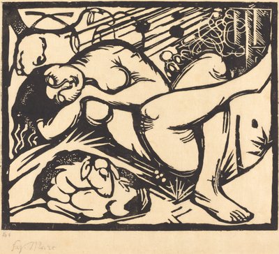 Slapende herderin (Schlafende Hirtin) door Franz Marc