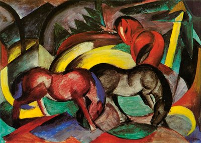 Drie paarden, 1912 door Franz Marc