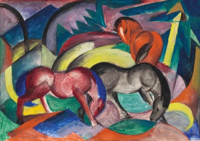 Drie paarden, 1912 door Franz Marc