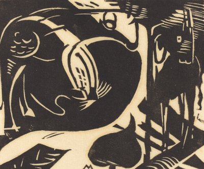 Twee Fabeldieren door Franz Marc