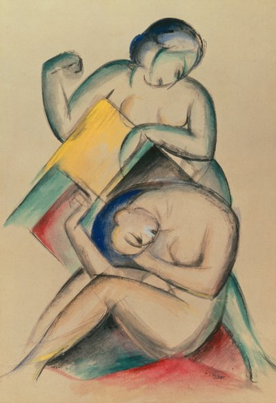 Twee naakte vrouwen, ca. 1910-15 door Franz Marc