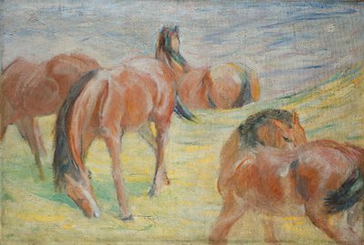 Grazende paarden I door Franz Marc