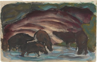 Wilde zwijnen bij het water door Franz Marc