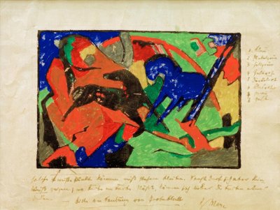 Twee paarden door Franz Marc