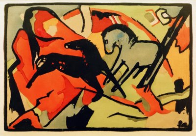 Twee paarden door Franz Marc