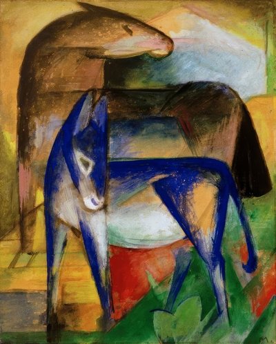 Twee blauwe ezels door Franz Marc