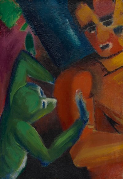 Aapje en mens door Franz Marc