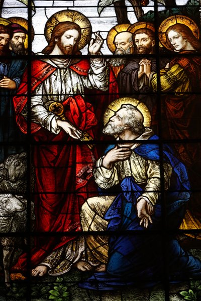 Christus Overhandigt de Sleutels aan Sint Pieter, c.1920 door Franz Mayer