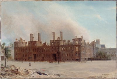Het Stadhuis na de brand van 1871 door Franz Moormans