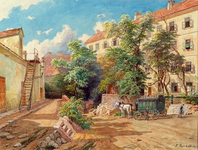 De binnenplaats van het politie-gevangenenhuis in de Theobaldgasse in Wenen door Franz Reinhold