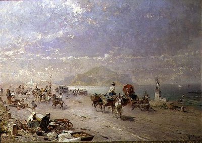 Kustweg aan de Golf van Palermo, Italië door Franz Richard Unterberger
