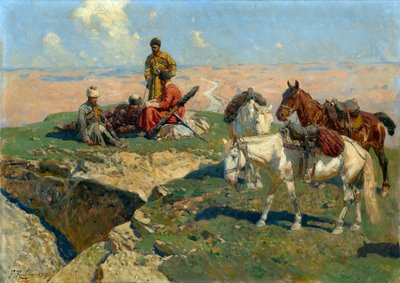 De rust van de krijgers van de Kaukasus door Franz Roubaud