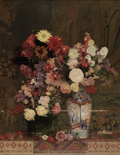 Herfstbloemen met vaas door Franz Rumpler