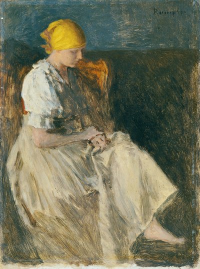 Zittend meisje door Franz Rumpler