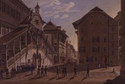 De Grote Raad van Bern verlaat het Stadhuis door Franz Schmidt