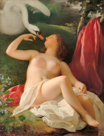 Leda met de zwaan door Franz Schrotzberg