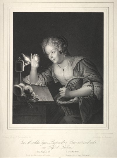 Meisje dat eieren controleert, 1840 door Franz Seraph Hanfstaengl