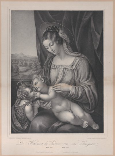 De Maagd en Kind met de jonge Sint Johannes de Doper, met het Christus Kind liggend, 1836 door Franz Seraph Hanfstaengl