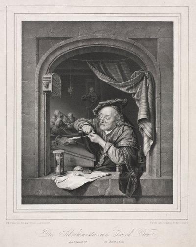 De schrijfmeester van de oude schoolmeester door Franz Seraph Hanfstaengl