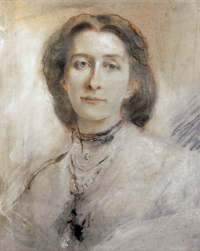 Duitsland, Portret van Cosima Francesca Gaetana Wagner, dochter van Franz Liszt en tweede vrouw van Richard Wagner door Franz Seraph von Lenbach