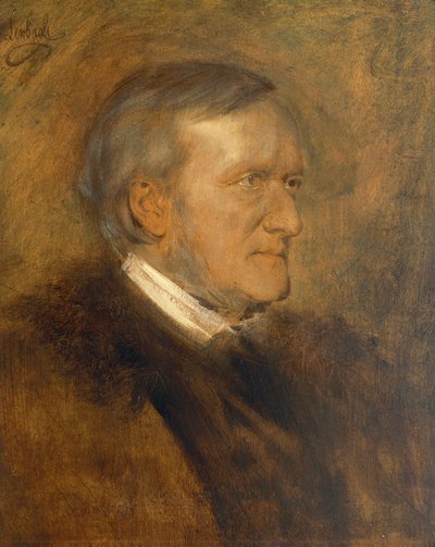 Duitsland, Portret van Wilhelm Richard Wagner (1813 - 1883), Duitse componist, librettist, dirigent en essayist door Franz Seraph von Lenbach