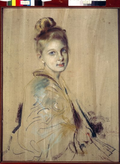 Meisje met een waaier door Franz Seraph von Lenbach