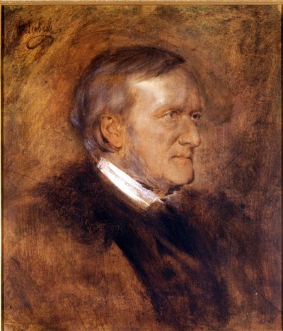 Portret van Richard Wagner (1813 - 1883), Duitse componist. door Franz Seraph von Lenbach