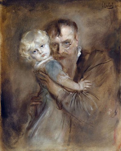 Zelfportret met dochter Marion door Franz Seraph von Lenbach