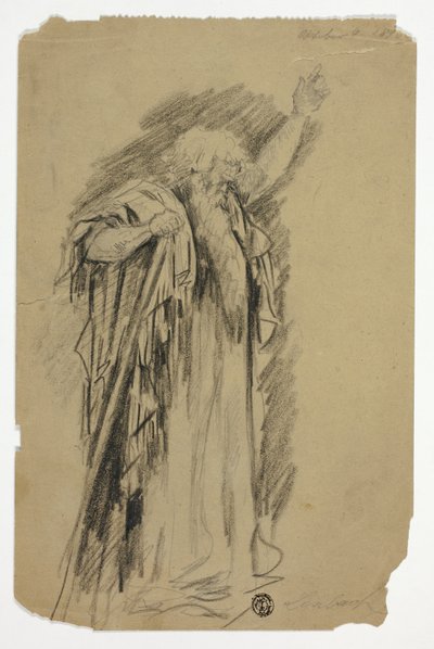 Staande profeet met opgeheven arm door Franz Seraph von Lenbach