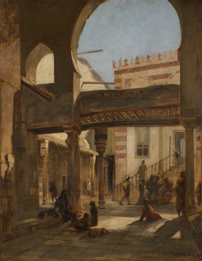 Scene in Kalaun Moskee Complex Caïro door Franz Seraph von Lenbach