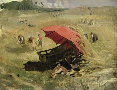 De Rode Parasol, c.1860 door Franz Seraph von Lenbach