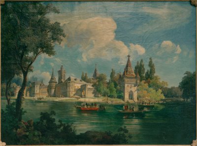 Het keizerlijke lustslot Laxenburg met de keizerlijke boten door Franz Springer