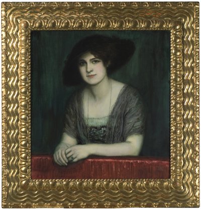 Maria met een donkere hoed door Franz Stuck Ritter von