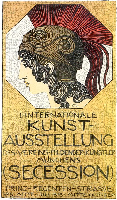 Affiche voor de eerste internationale kunsttentoonstelling, Secession, 1893 door Franz Stuck Ritter von