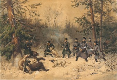 De berenjacht van Tsaar Alexander II door Franz Teichel