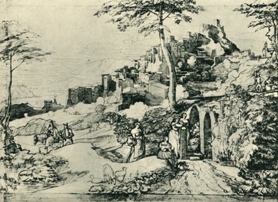 Vrouwen bij een waterfontein in Olevano, nabij Rome, Italië, 1822, 1943 door Franz Theobald Horny