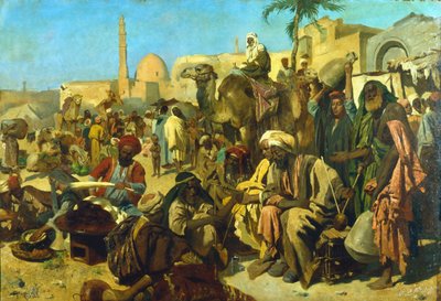 Een markt in Caïro door Franz Theodor Wurbel