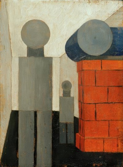 Twee Mensen in Perspectivische Constructie door Franz Wilhelm Seiwert