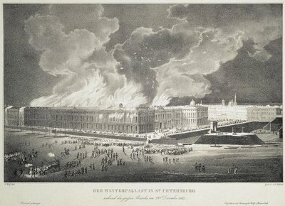 Brand in het Winterpaleis op 29 december 1837 door Franz Wolf