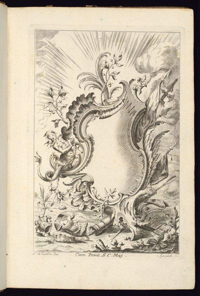 Cartouche met draak, boek van cartouches voor verschillende toepassingen door Franz Xaver Andreas Jungwierth