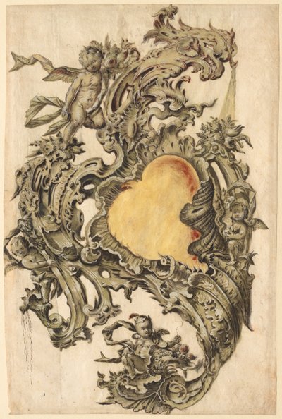 Cartouche met Putti door Franz Xaver Habermann