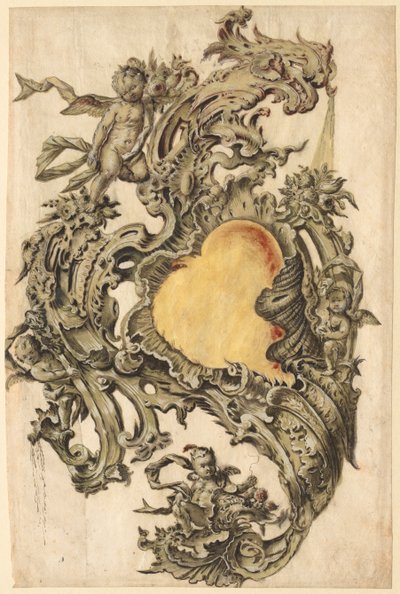 Cartouche met Putti door Franz Xaver Habermann