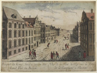 Gezicht op de Rue du Roi--Boston (1776) door Franz Xaver Habermann