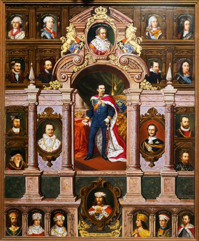 Paneel met portretten van de Beierse koningen van de Wittelsbach familie door Franz Xaver Thallmaier