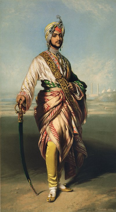 Duleep Singh, Maharadja van Lahore (1838-93), 1854 lithografie door R.J. Lane door Franz Xaver Winterhalter