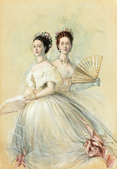 Portret van tsarina Maria Fjodorovna en haar zus Alexandra, prinses van Wales, 1868 door Franz Xaver Winterhalter